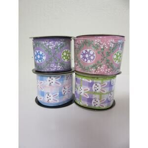 Bundle of 4 Rolls Easter Eggs Bunny d stevens 2 1/2" x 10 yds. d stevens Ribbon